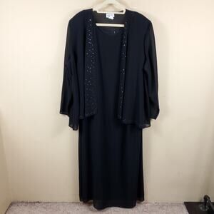 Dress Savvy Black Sleeveless Dress With Jeweled Jacket Size 22W